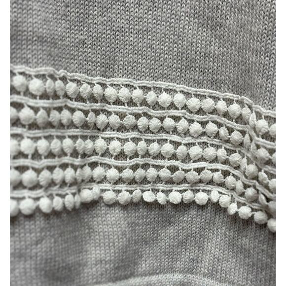 J.Crew Sweater, Gray Crew Neck, Merino Wool Blend, Lace Accent, Women's Size S - Picture 3 of 6
